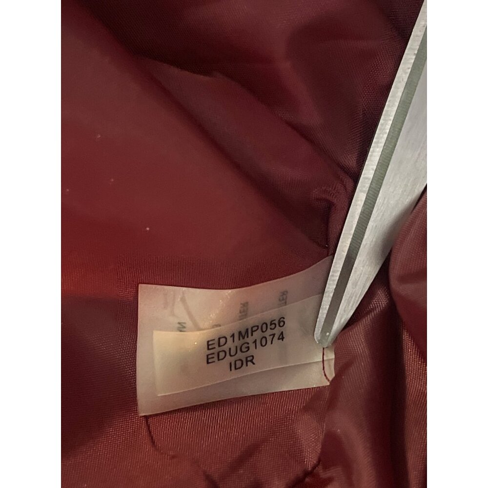 Ellen Tracy Womens Burgundy Dress Size 8 With Gold Zipper & Ruched Sleeves 100% - Picture 7 of 7